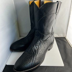 Justin 3187 Men's Classic Roper Boot with Black Bullhide Foot and a Roper Toe